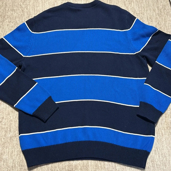 Chaps Men's XL sweater Like new! Navy and blue stripes crew neck long sleeve - Picture 5 of 6